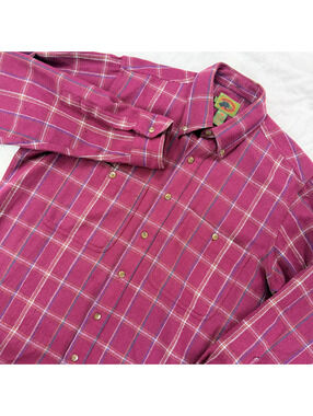 Vintage Boston Traders 100% Wool Flannel Shirt Mens M Burgundy Plaid Korea